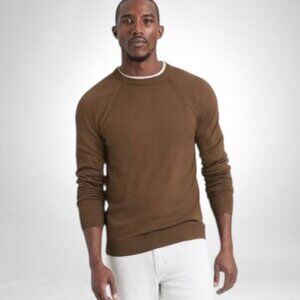 BANANA REPUBLIC Men's Italian Merino Yarn Brown LS Crewneck Classic Sweater XL